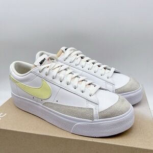 Nike Blazer Low Platform Low Top Sneaker White Life Lime Leather Womens US 11